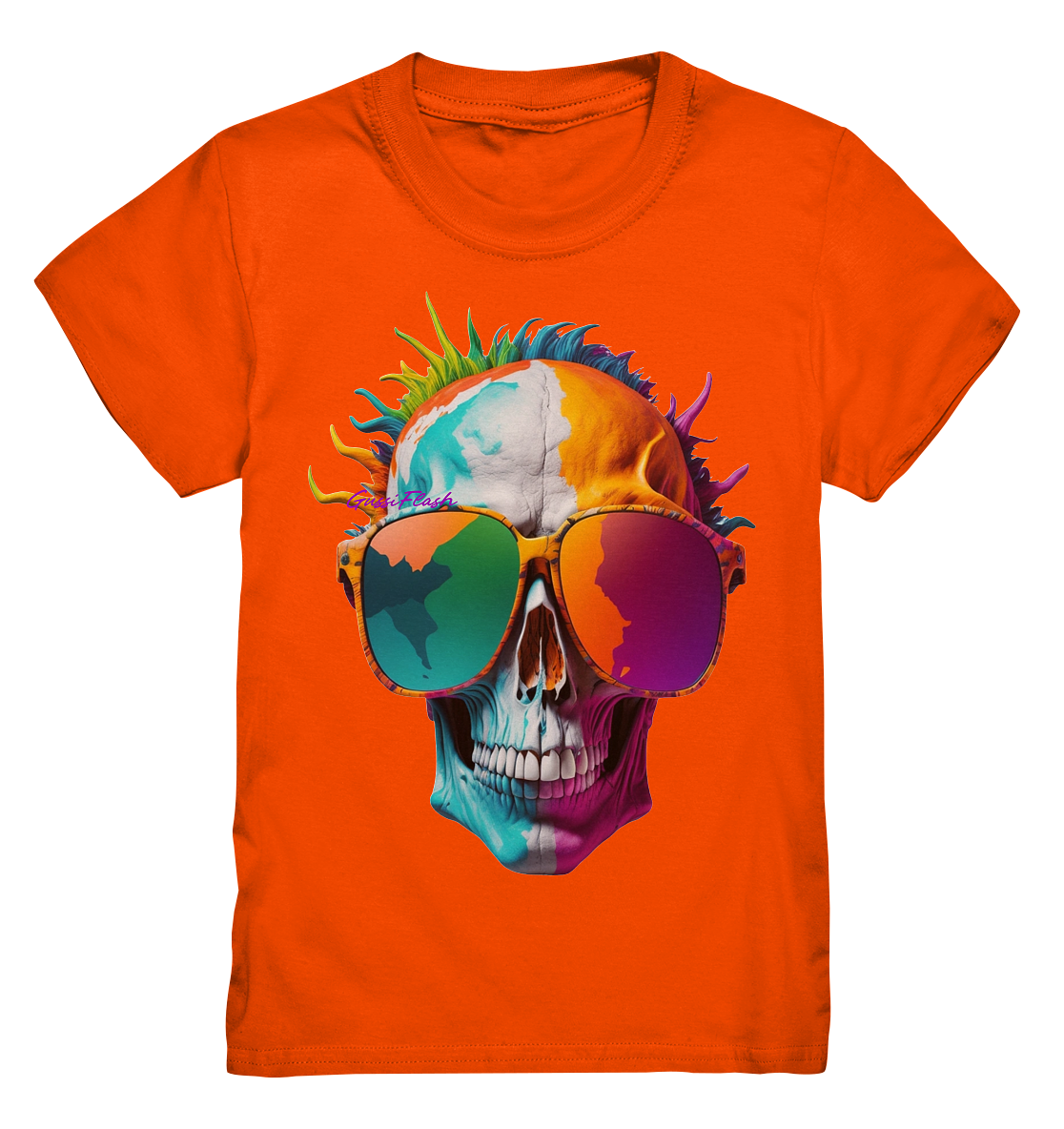 Lustiger Totenkopf mit Brille in vielen Farben. - Kids Premium Shirt