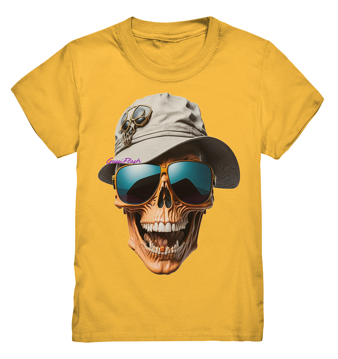 Lachender Totenkopf mit Sonnenbrille und Sommerhut - Kids Premium Shirt