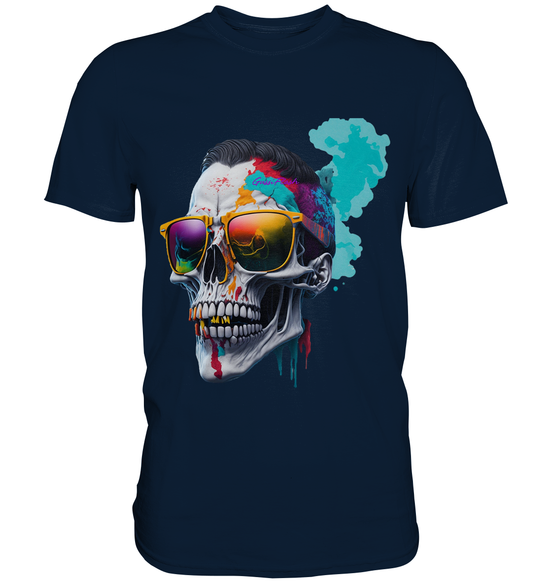Totenkopf mit bunter Sonnenbrille - Premium Shirt