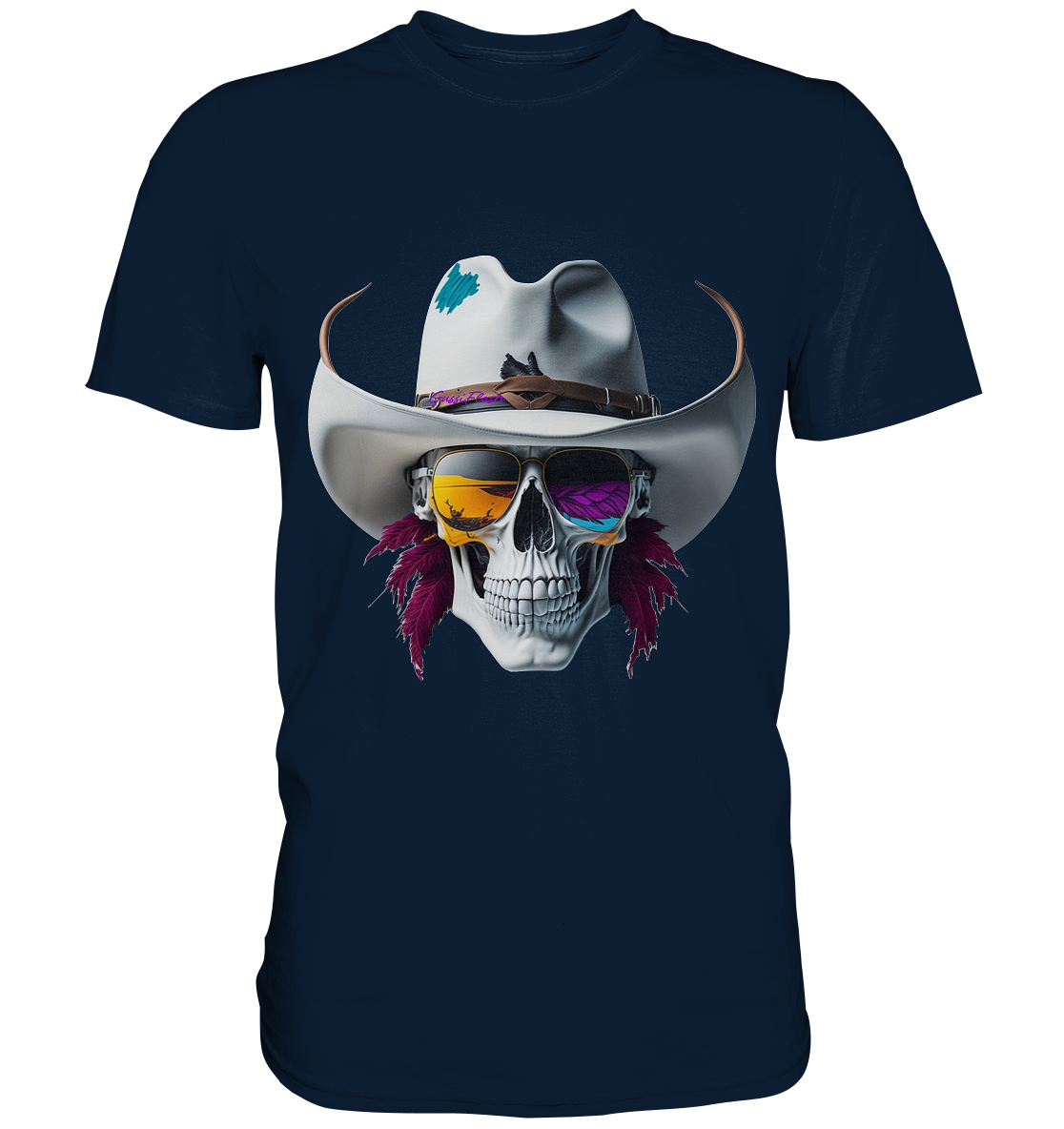 Totenkopf mit Cowboy Hut und Sonnenbrille - Premium Shirt