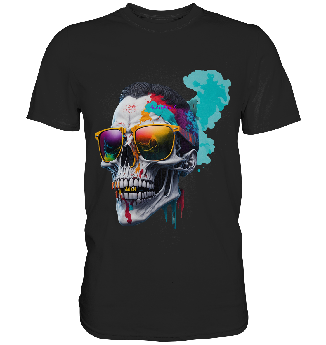 Totenkopf mit bunter Sonnenbrille - Premium Shirt
