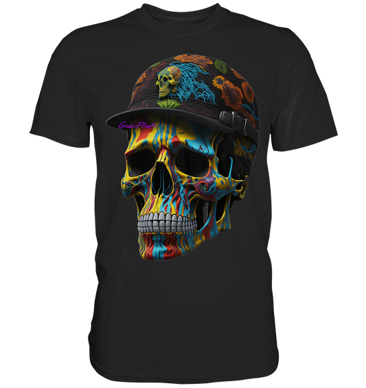 Bunter Totenkopf mit Base Cap  - Premium Shirt