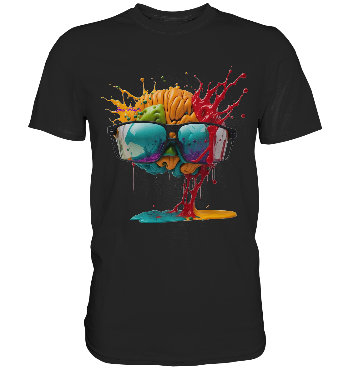 Buntes Gehirn, Brain mit Brille - Premium Shirt