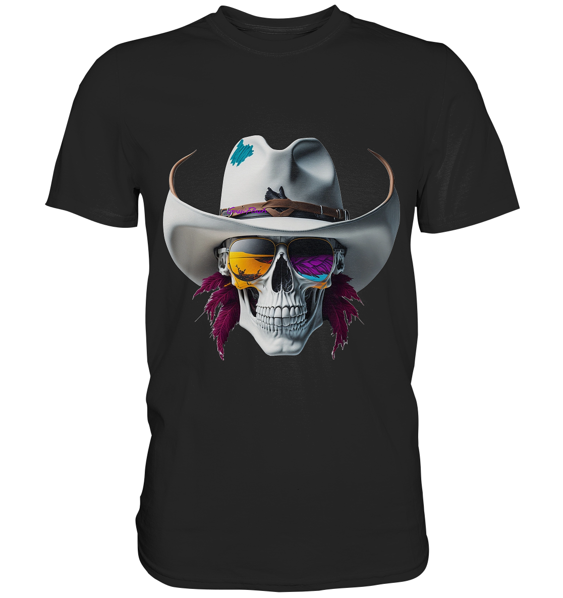 Totenkopf mit Cowboy Hut und Sonnenbrille - Premium Shirt