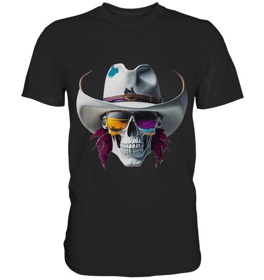 Totenkopf mit Cowboy Hut und Sonnenbrille - Premium Shirt