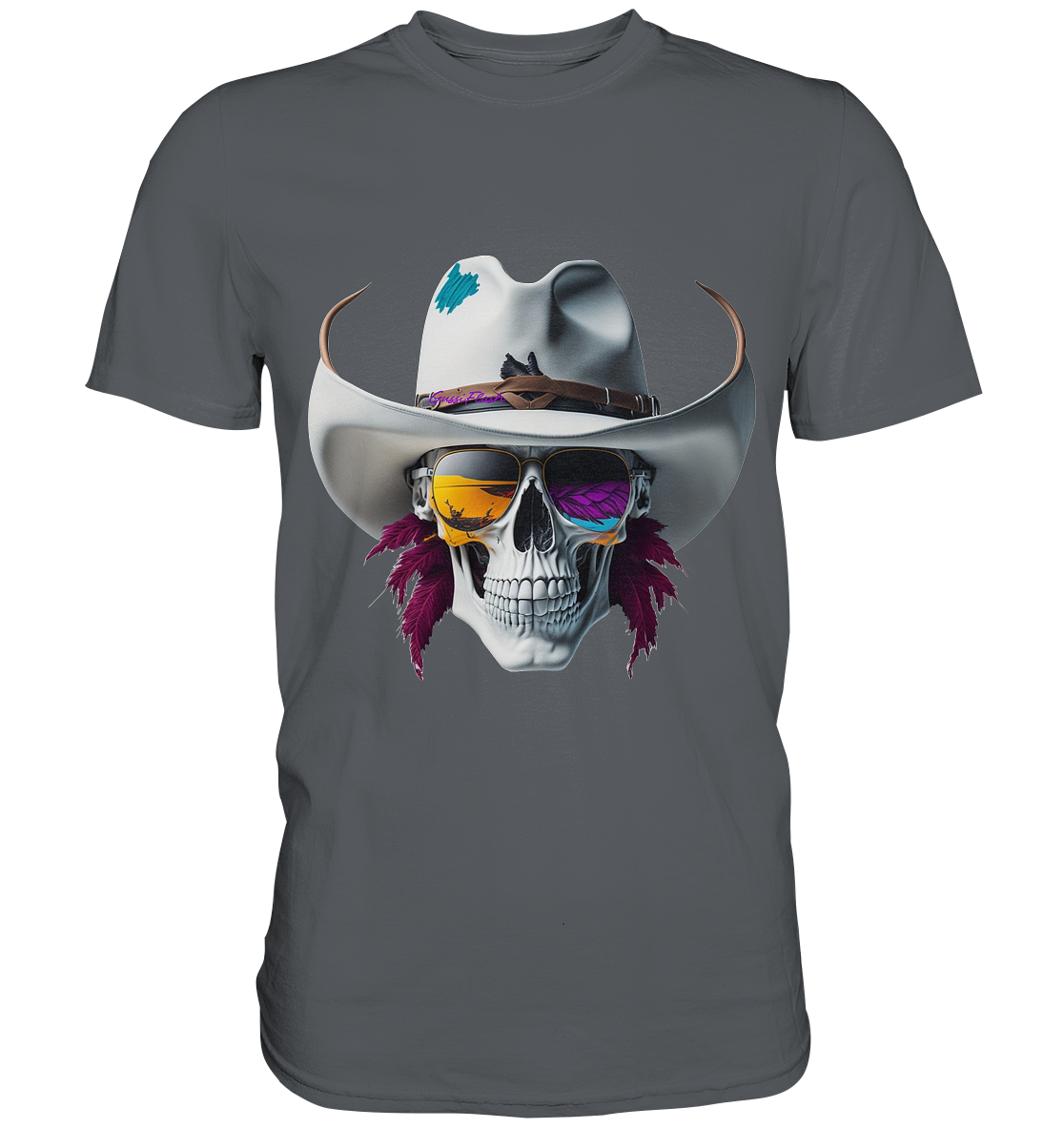 Totenkopf mit Cowboy Hut und Sonnenbrille - Premium Shirt