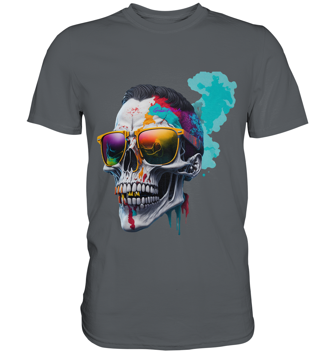 Totenkopf mit bunter Sonnenbrille - Premium Shirt