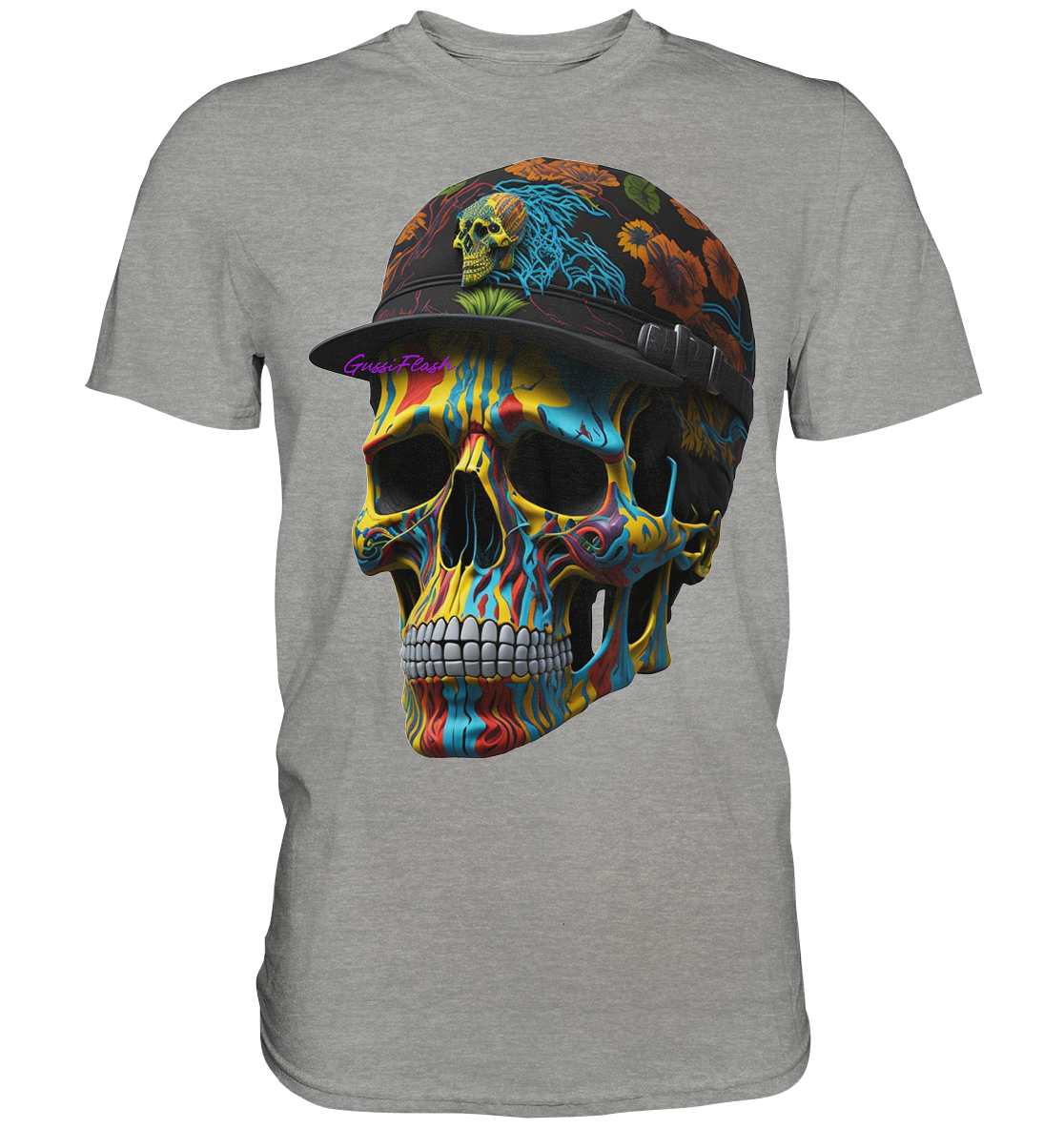 Bunter Totenkopf mit Base Cap  - Premium Shirt