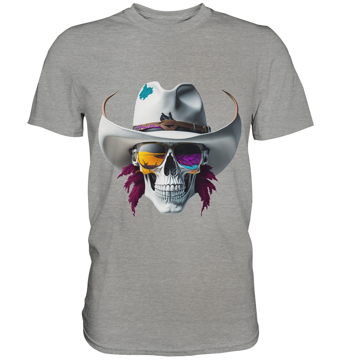 Totenkopf mit Cowboy Hut und Sonnenbrille - Premium Shirt