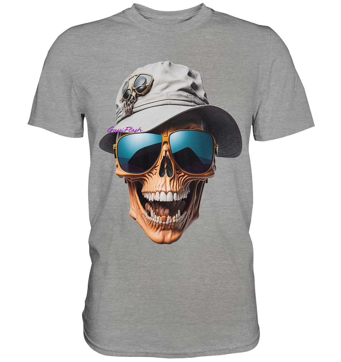 Lachender Totenkopf mit Sommerhut und Sonnenbrille, - Premium Shirt