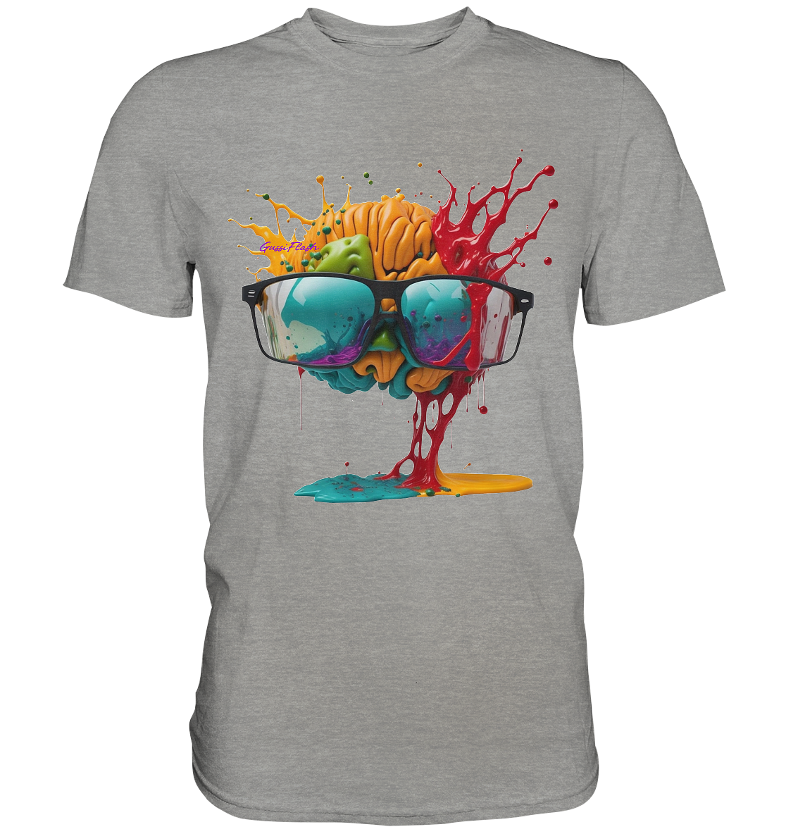 Buntes Gehirn, Brain mit Brille - Premium Shirt