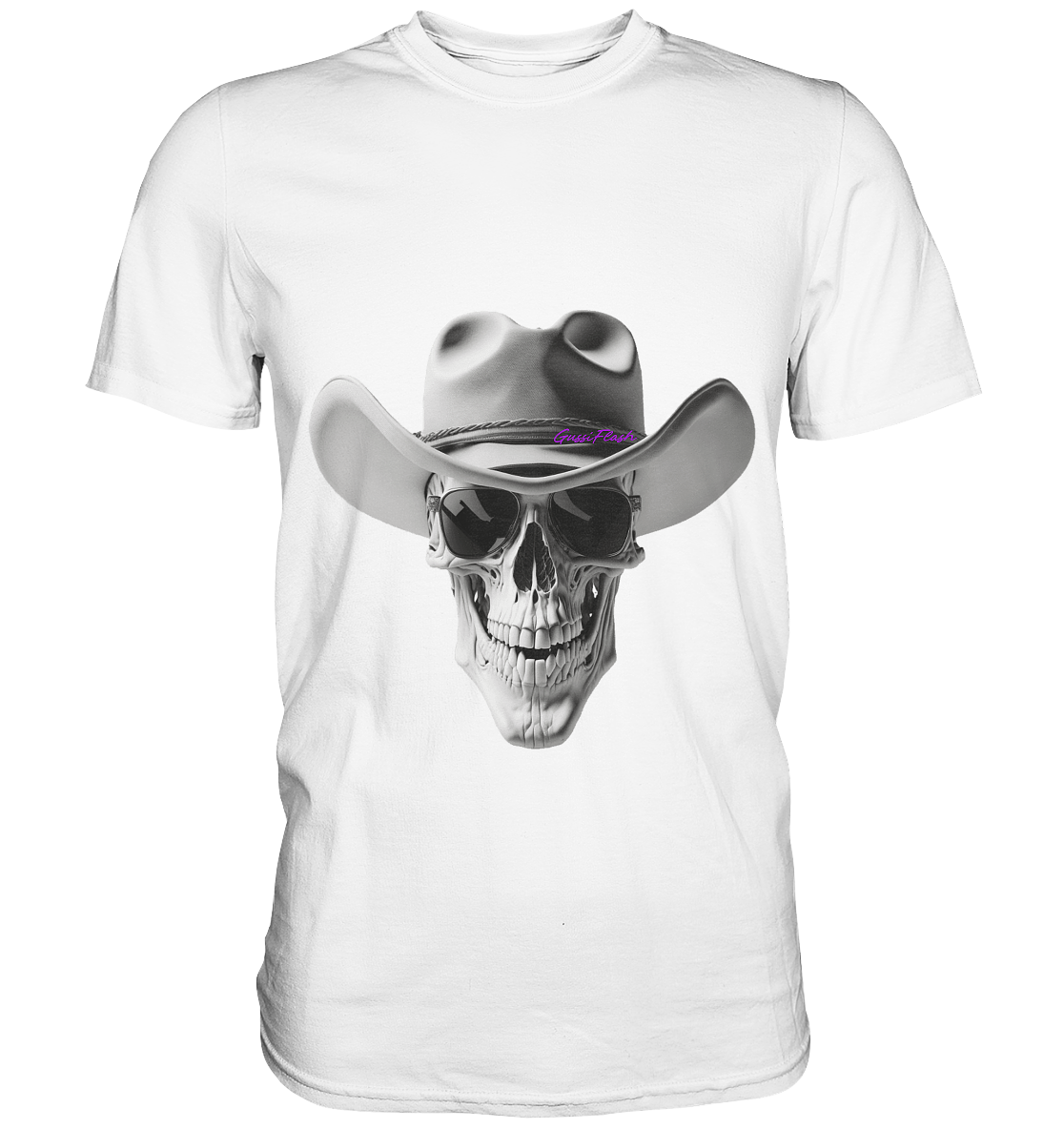 Totenkopf mit Hut und Brille - Premium Shirt