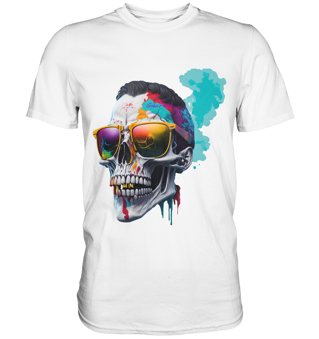 Totenkopf mit bunter Sonnenbrille - Premium Shirt