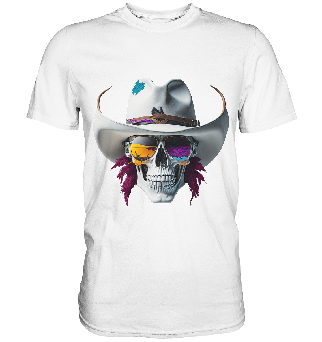 Totenkopf mit Cowboy Hut und Sonnenbrille - Premium Shirt