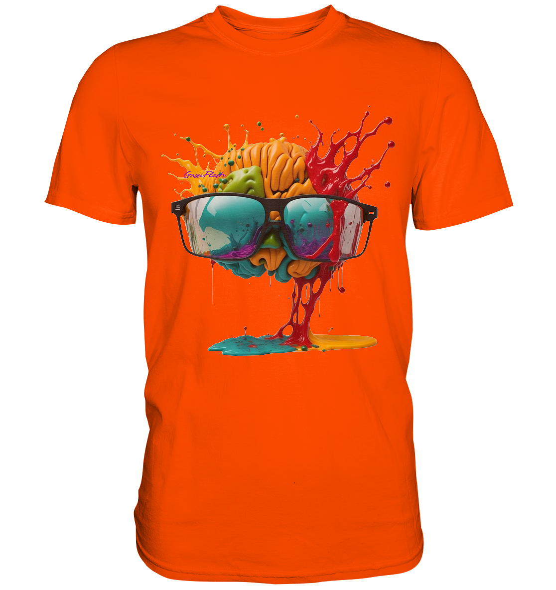 Buntes Gehirn, Brain mit Brille - Premium Shirt