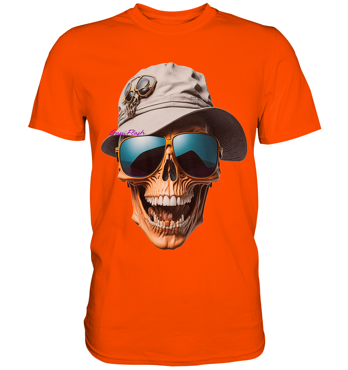 Lachender Totenkopf mit Sommerhut und Sonnenbrille, - Premium Shirt