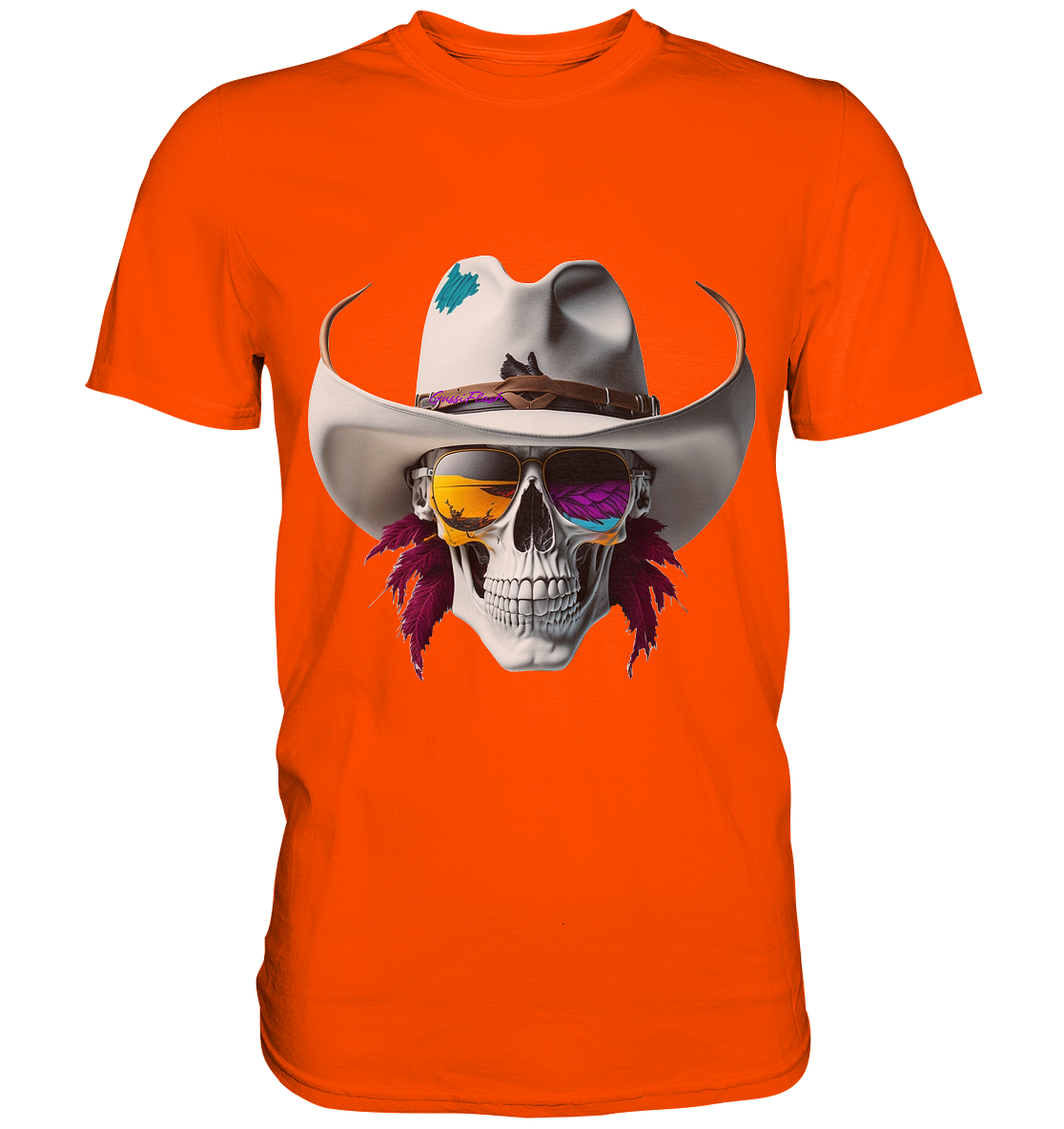 Totenkopf mit Cowboy Hut und Sonnenbrille - Premium Shirt