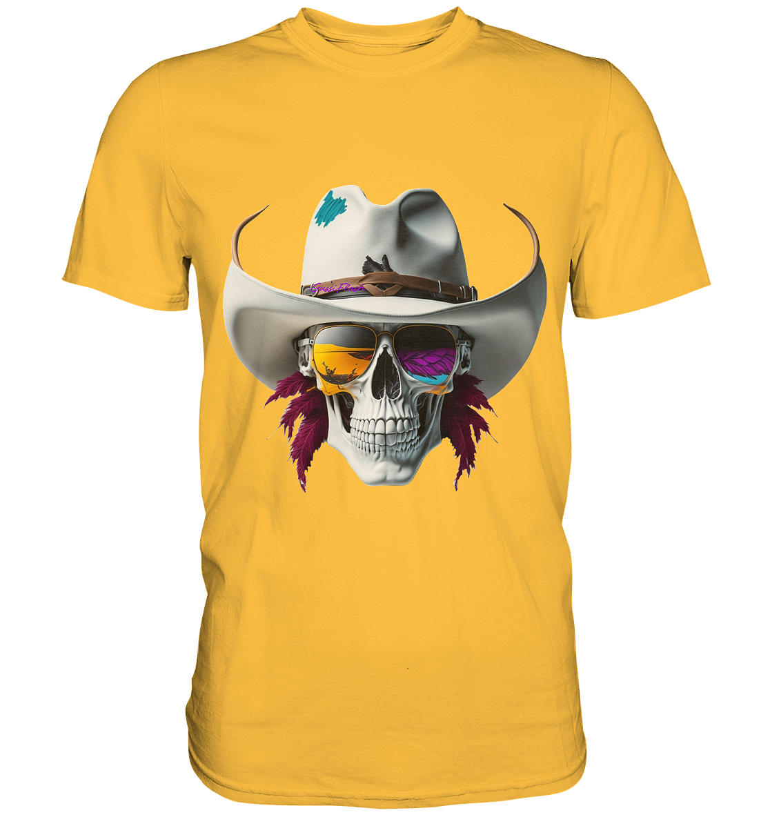 Totenkopf mit Cowboy Hut und Sonnenbrille - Premium Shirt