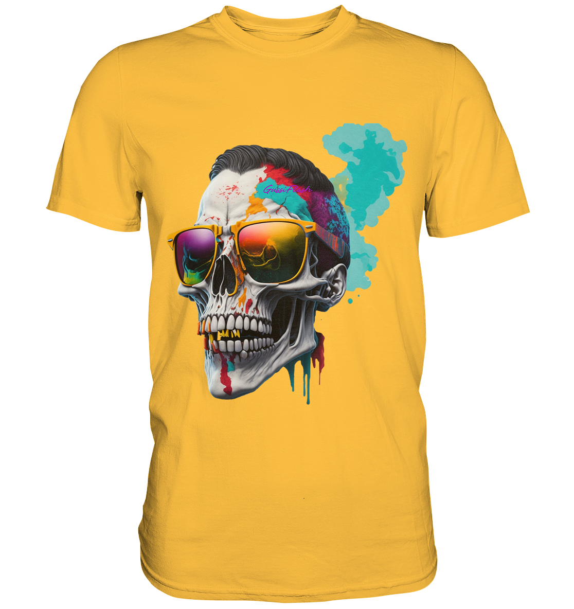 Totenkopf mit bunter Sonnenbrille - Premium Shirt