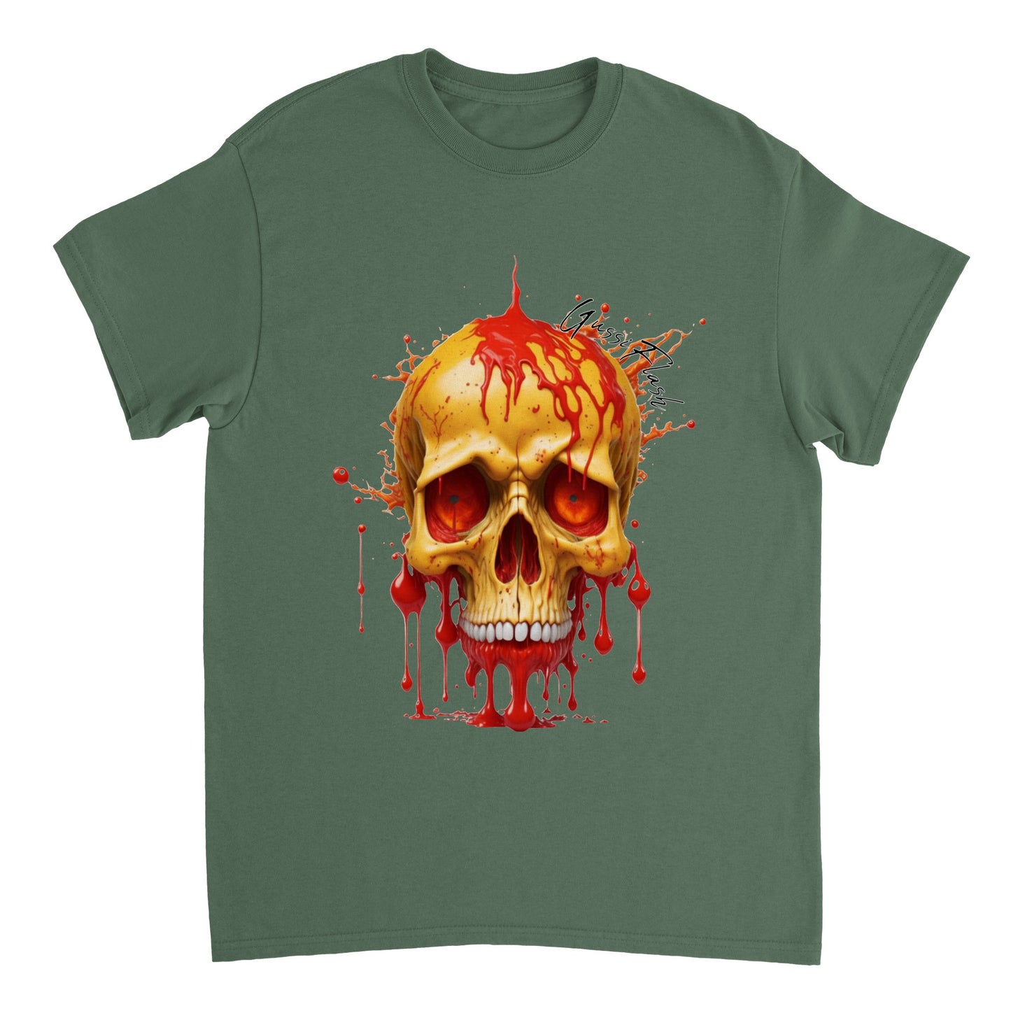 Schweres Unisex T-Shirt mit GussiFlash Skull