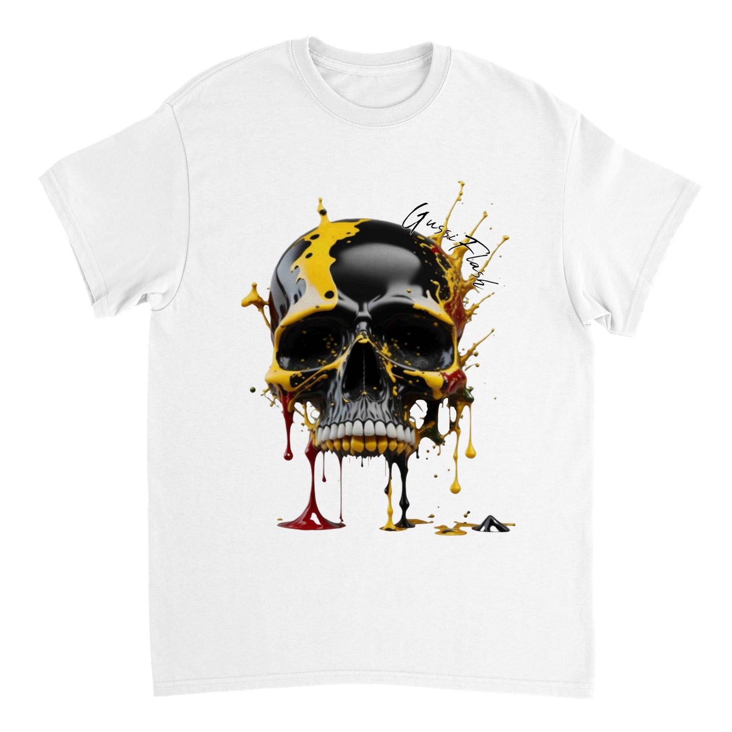 Schweres Unisex T-Shirt mit GussiFlash Skull