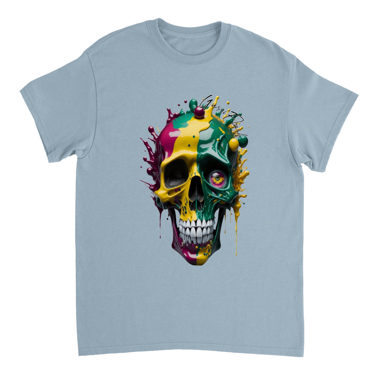 Schweres Unisex T-Shirt mit GussiFlash Skull