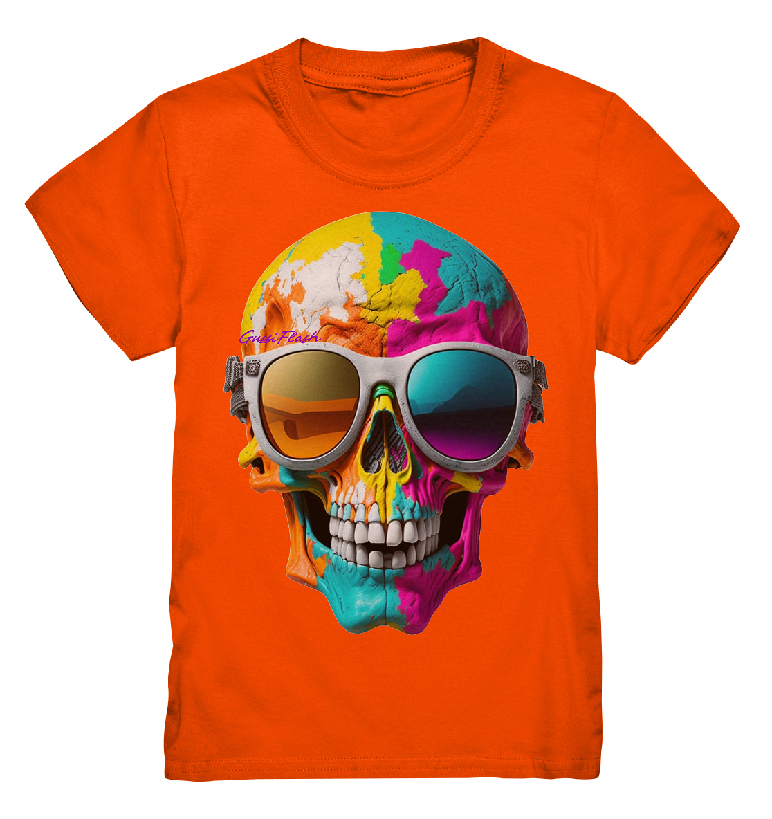 Lachender Totenkopf, total bunt, mit Brille - Kids Premium Shirt